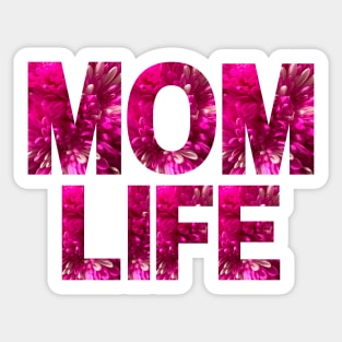 Pink Floral Letters Mom Life Sticker